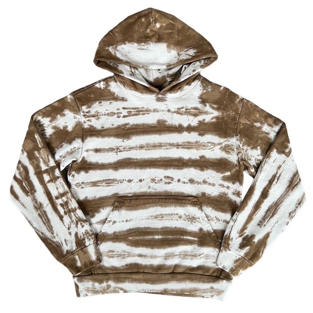 TALENTLESS Men’s Heavyweight Hoodie Brown Tiger Tie Dye Sweatshirt Size Small